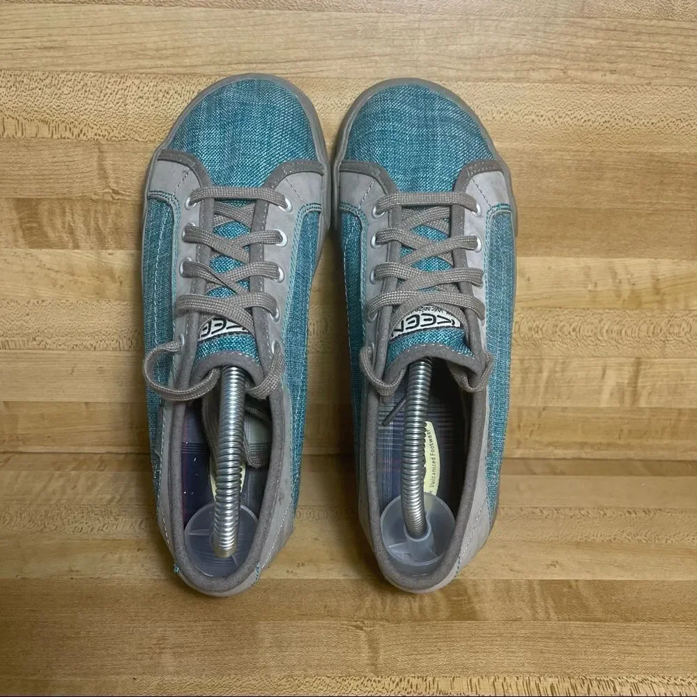 KEEN ARCATA Teal Blue Denim Canvas Lace Up Sneakers Shoes Womens Sz 6.5 Mens 5